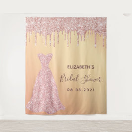 Bruiloftsfestijn roze gouden glinsterende druppels wandkleed