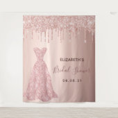 Bruiloftsfestijn roze gouden glinsterende druppels wandkleed (Voorkant)