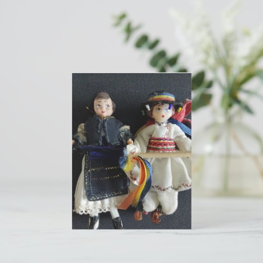 Bruiloftsflat Dank u kaart Roemeens Nationaal (Staand voorkant)