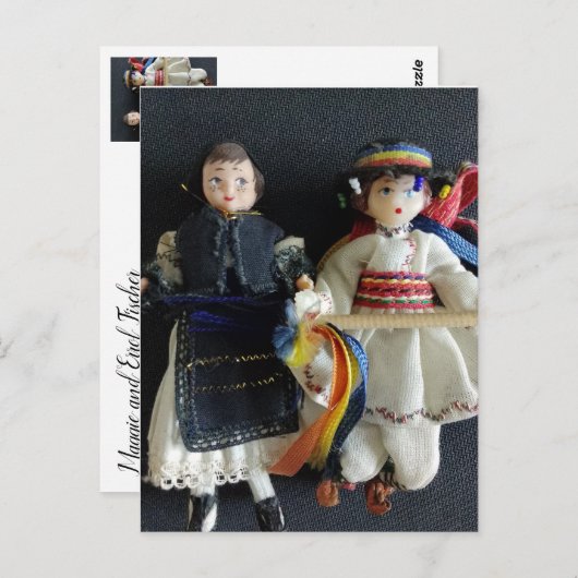 Bruiloftsflat Dank u kaart Roemeens Nationaal (Voorkant / Achterkant)