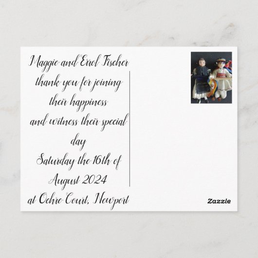 Bruiloftsflat Dank u kaart Roemeens Nationaal (Achterkant)