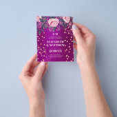 BruiloftsFLYERS met magenta roze bloemen met laags Flyer (Hand)