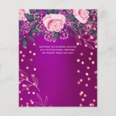 BruiloftsFLYERS met magenta roze bloemen met laags Flyer (Achterkant)