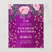 BruiloftsFLYERS met magenta roze bloemen met laags Flyer (Voorkant)