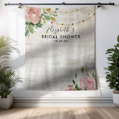 Bruiloftsfoto-achtergrond Bloemen Houten Lichtjes Wandkleed