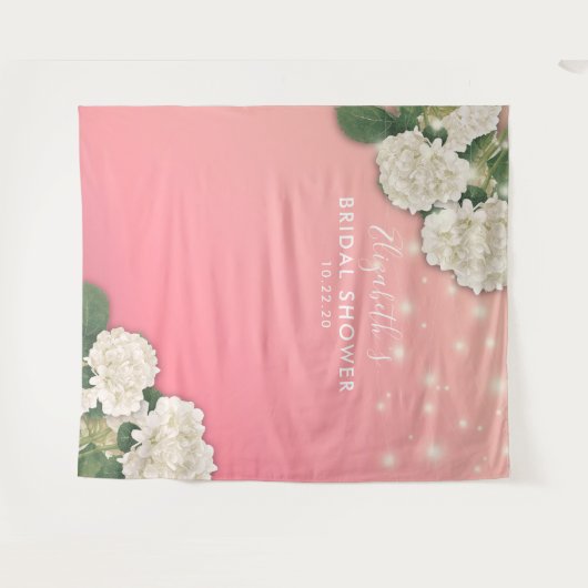 Bruiloftsfoto-achtergrond Bloemen Slingerlichtjes Wandkleed (Voorkant (horizontaal))