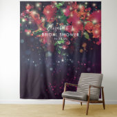 Bruiloftsfoto-achtergrond Bloemen Slingerlichtjes Wandkleed (In situ)