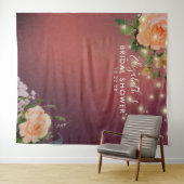 Bruiloftsfoto-achtergrond Bloemen Slingerlichtjes Wandkleed (In Situ (horizontaal))