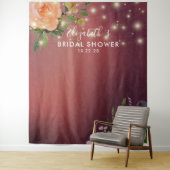 Bruiloftsfoto-achtergrond Bloemen Slingerlichtjes Wandkleed (In situ)
