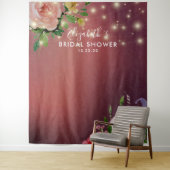 Bruiloftsfoto-achtergrond Bloemen Slingerlichtjes Wandkleed (In situ)