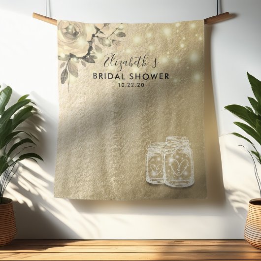 Bruiloftsfoto-achtergrond Gouden bloemenvase Mason Wandkleed