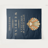 Bruiloftsfoto achtergrond met schelpen wandkleed (Voorkant (horizontaal))