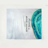 Bruiloftsfoto-achtergrond Teal Goud Agate Geode Wandkleed (Voorkant (horizontaal))