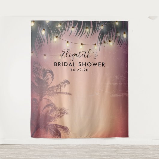Bruiloftsfoto-achtergrond Zomer Palmbomen Wandkleed (Voorkant)
