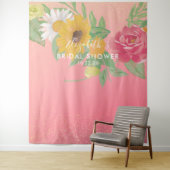 Bruiloftsfoto booth achtergrond roze bloemen wandkleed (In situ)