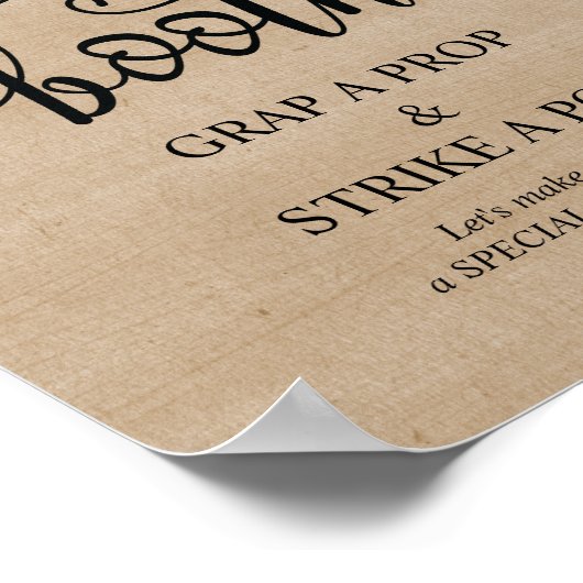 Bruiloftsfoto booth bord met rustieke wijnranken poster (Hoek)