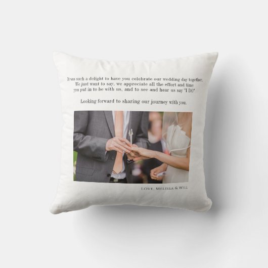 Bruiloftsfoto Collage Bedankje Aandenken Kussen (Achterkant)