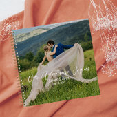 Bruiloftsfoto, Elegant Goud en Wit Script Notitieboek