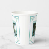 Bruiloftsfoto in Aqua Papieren Bekers (Rechts)