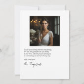 Bruiloftsfoto met Parels, Bloemblaadjes en Prosecc Bedankkaart (Achterkant)