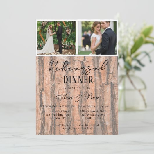 Bruiloftsfoto Oefendiner met Boomschors in Landeli Kaart (Staand voorkant)