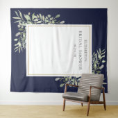 Bruiloftsfotobehang met marineblauw gebladerte wandkleed (In Situ (horizontaal))