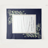 Bruiloftsfotobehang met marineblauw gebladerte wandkleed (Voorkant (horizontaal))