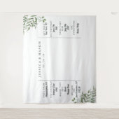 Bruiloftsfotobooth-achtergrond met sappige eucalyp wandkleed (Voorkant)