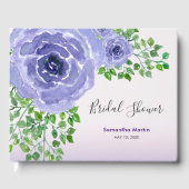 Bruiloftsfuif Paarse Bloemen & Groene Waterverf Gastenboek (Voorkant)