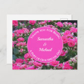 Bruiloftsgast Bedankt Roze Bloemen Waardering Briefkaart (Voorkant / Achterkant)
