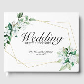 Bruiloftsgasten en wensen geometrisch groen gastenboek (Voorkant)