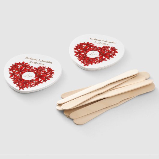 Bruiloftsgasten Floral Heart Love Modern Romantisc Handwaaier (Niet-gemonteerd)