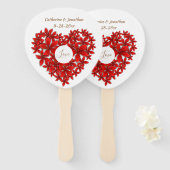 Bruiloftsgasten Floral Heart Love Modern Romantisc Handwaaier (Voorkant en achterkant)