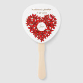 Bruiloftsgasten Floral Heart Love Modern Romantisc Handwaaier (Achterkant)