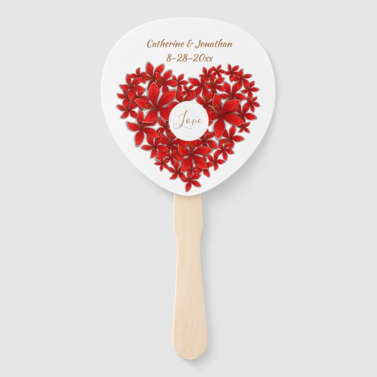 Bruiloftsgasten Floral Heart Love Modern Romantisc Handwaaier (Voorkant)