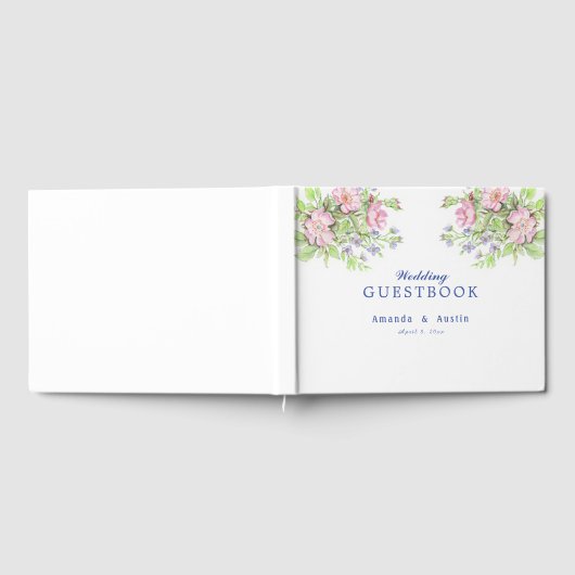 Bruiloftsgastenboek met bloemen gastenboek (Volledig)