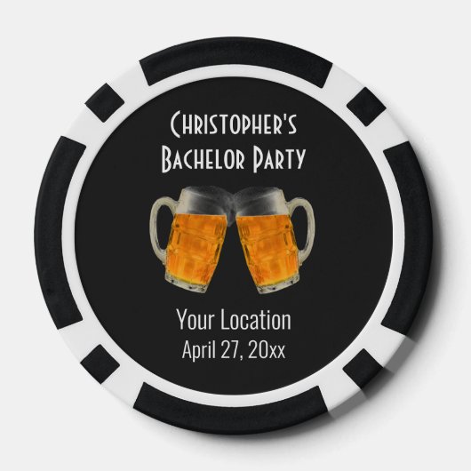 Bruiloftsgeschenk Herenfeest Moderner Bier Toast F Poker Chips (Achterkant)