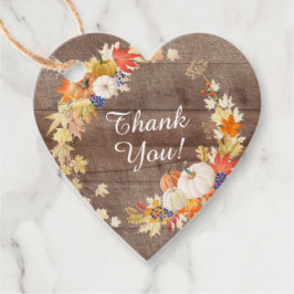 Bruiloftsgeschenk Houtige Herfstbladeren Pompoen Bedankjes Labels