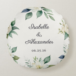 Bruiloftsgeschenk met bloemen Elegante decoratie P Rond Kussen