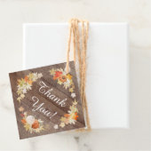 Bruiloftsgeschenk met herfstbladeren en pompoen bedankjes labels (In situ)