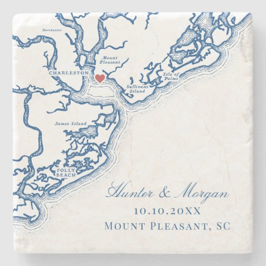 Bruiloftsgeschenk van Pavilion at Patriots Point Stenen Onderzetter (Voorkant)