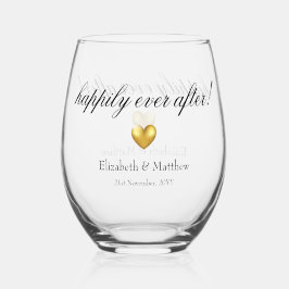 Bruiloftsgeschenk voor altijd gelukkig wijnglas zonder voet