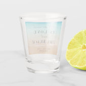 Bruiloftsgeschenk voor het strand shot glas (Achterkant)