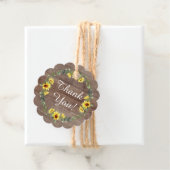 Bruiloftsgeschenklabel met rustieke zonnebloem bedankjes labels (In situ)