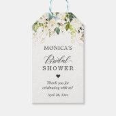 Bruiloftsgroen Blanke Roos Bloemen Cadeaulabel (Voorkant)