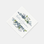 Bruiloftsgroen servetten | Typografie (Dusty Blue) (Hoek)