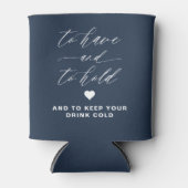 Bruiloftsgunst Navy Blue om te hebben en te houden Blikjeskoeler (Voorkant)