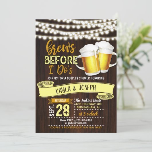 Bruiloftsinvatie voor 'Brews Before I Do' Kaart (Staand voorkant)