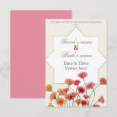 Bruiloftsinvitaties met levendige bloemenweide kaart (Voorkant / Achterkant)