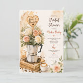 Bruiloftsinvitaties met 'Love Is Brewing' (Liefde  Kaart (Staand voorkant)